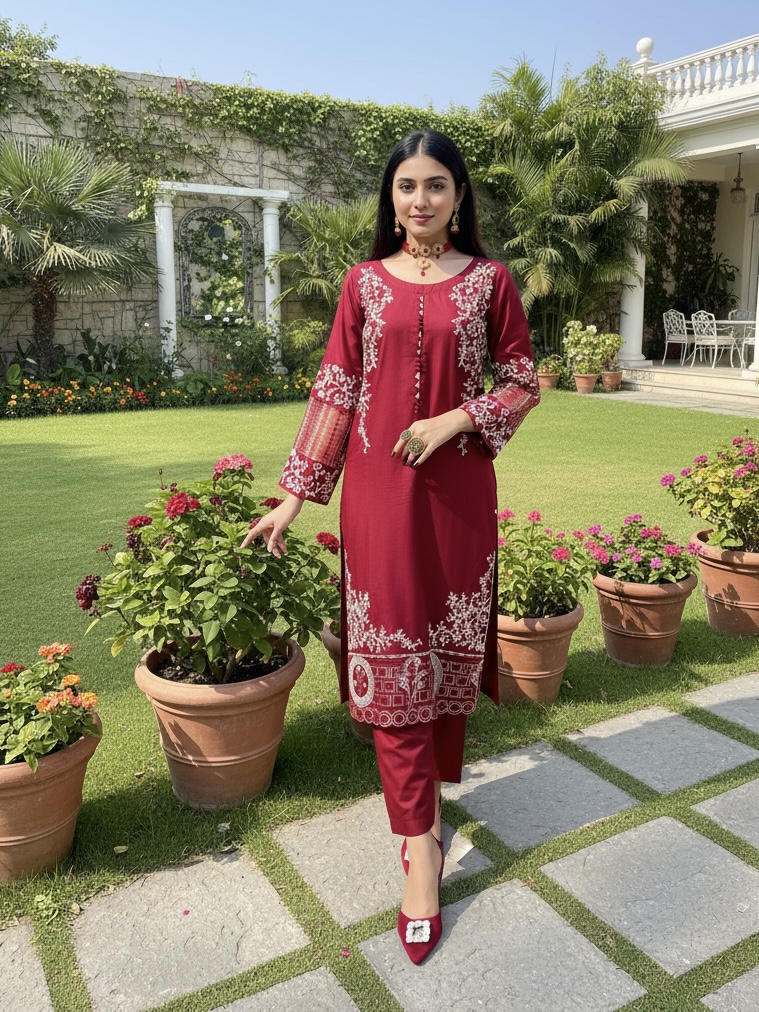 Luxury Chiffon Embroidered 3-Piece Dress