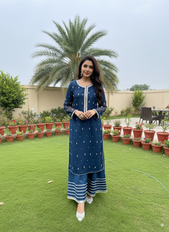 Embroidered Organza 3-Piece Suit Dress
