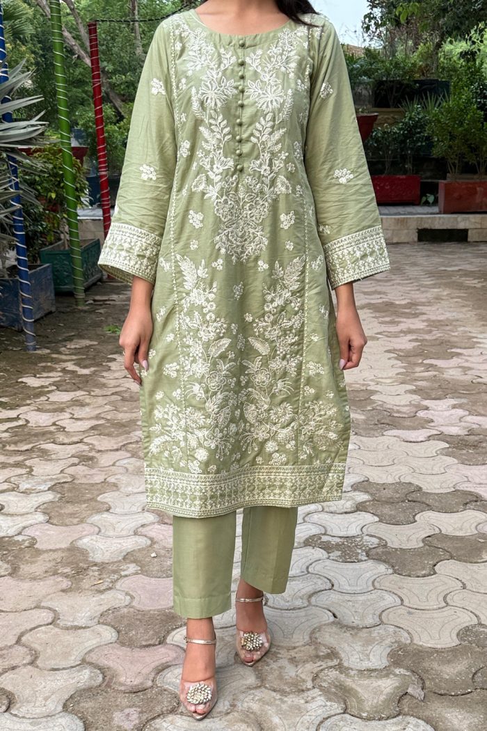 Floral Embroidered Cotton 3-Piece Dress - Image 3