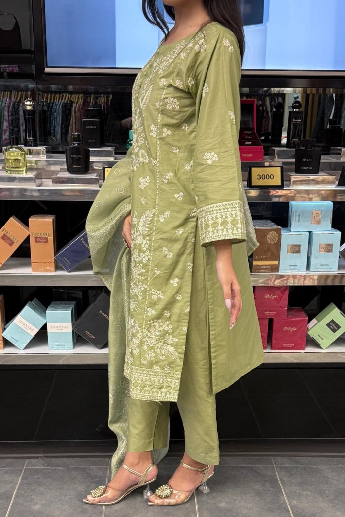 Floral Embroidered Cotton 3-Piece Dress - Image 2
