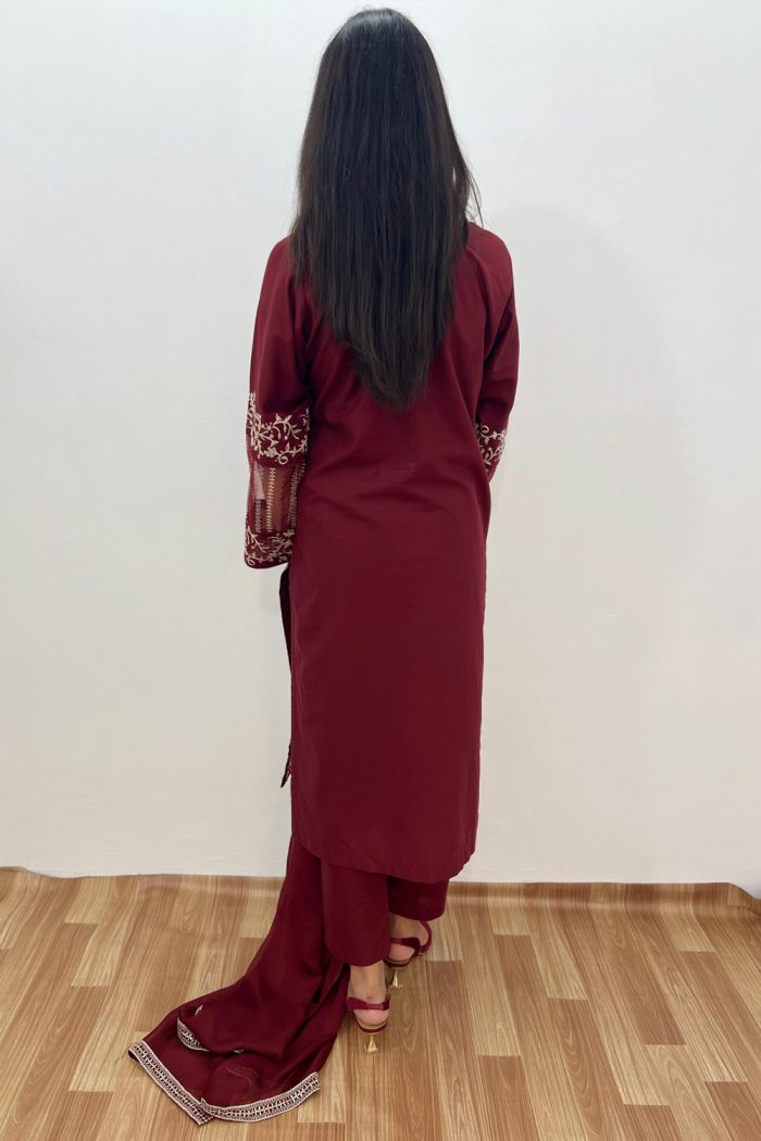 Luxury Chiffon Embroidered 3-Piece Dress - Image 4