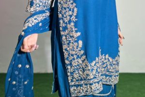 Embroidered Crinkle Chiffon 3-Piece Sharara Dress