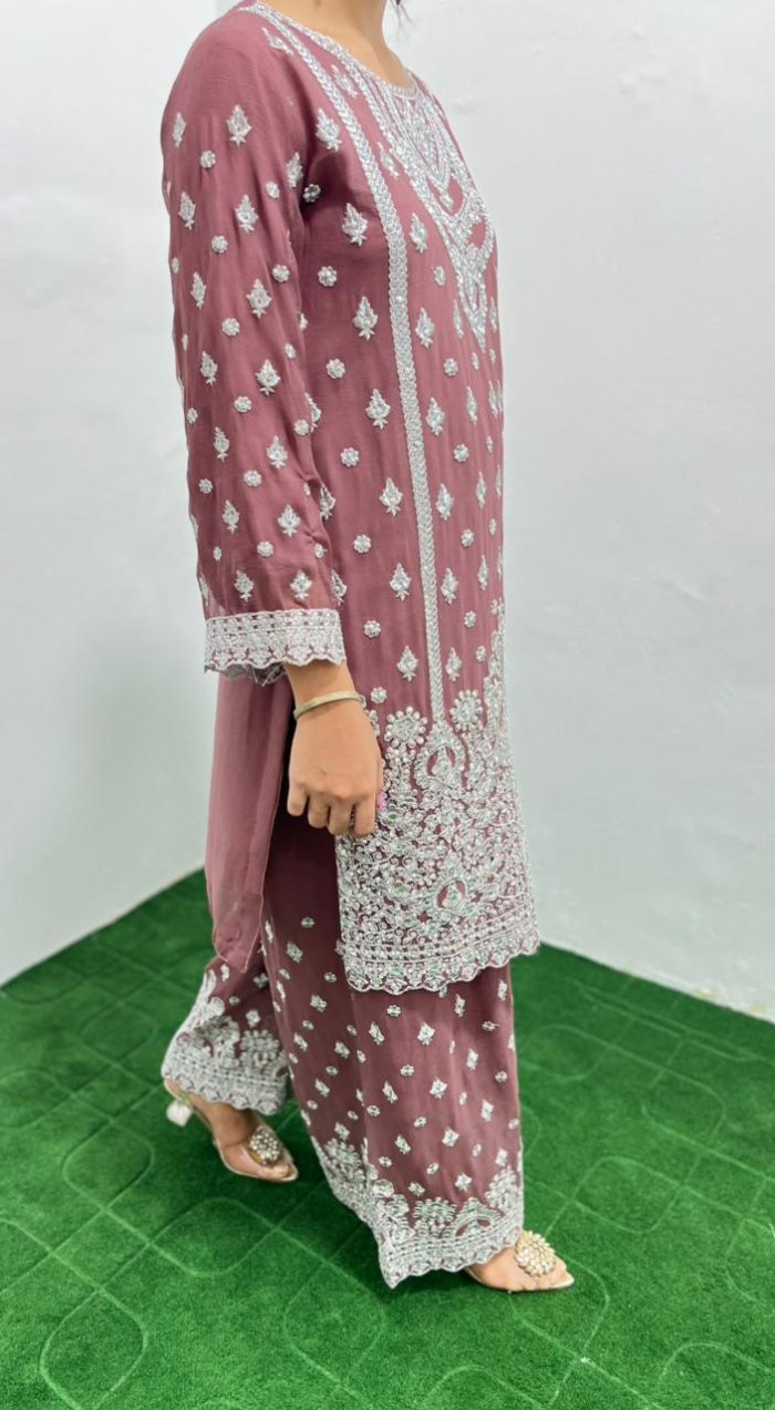 Embroidered Crinkle Chiffon 3-Piece - Image 6