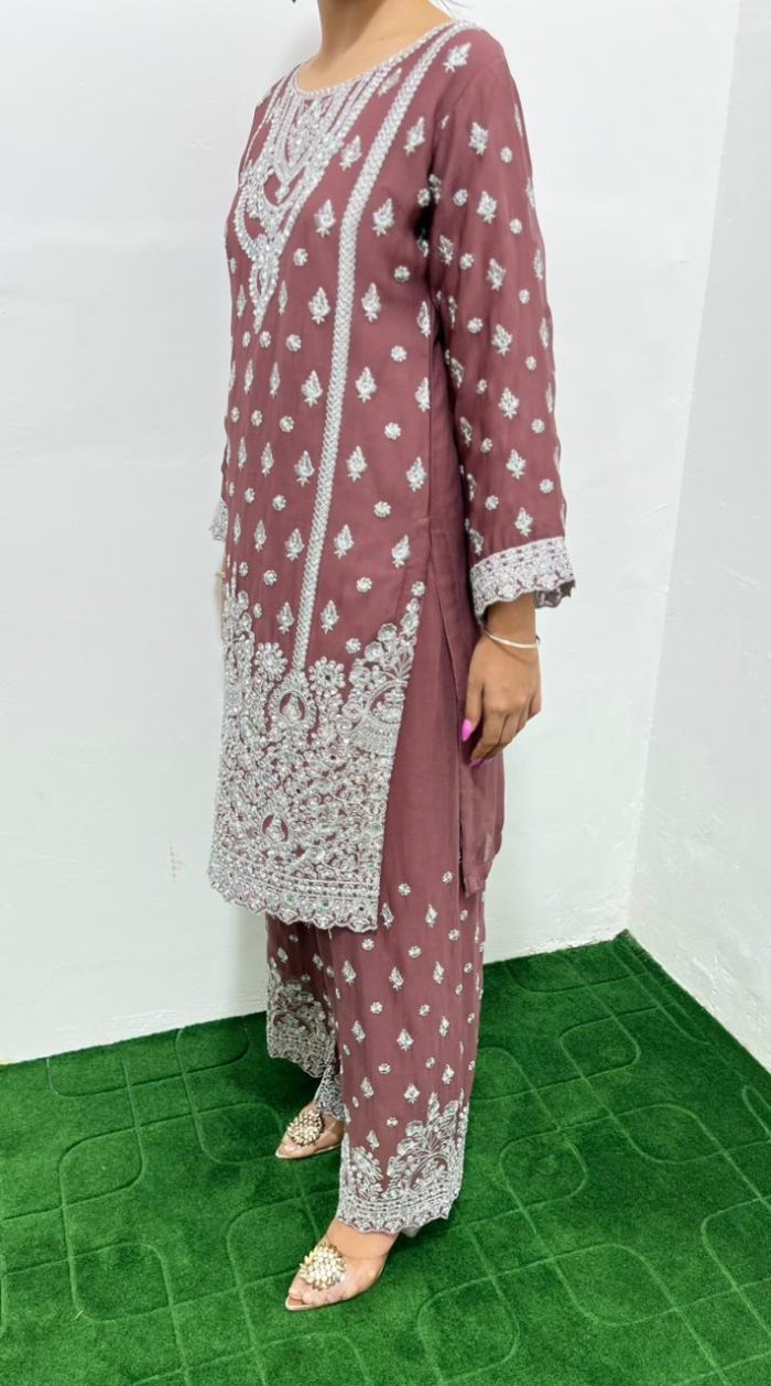 Embroidered Crinkle Chiffon 3-Piece - Image 3