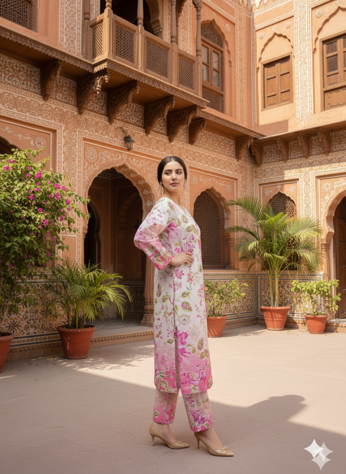 Floral Printed Khaddar 2-Piece Dress - Image 2