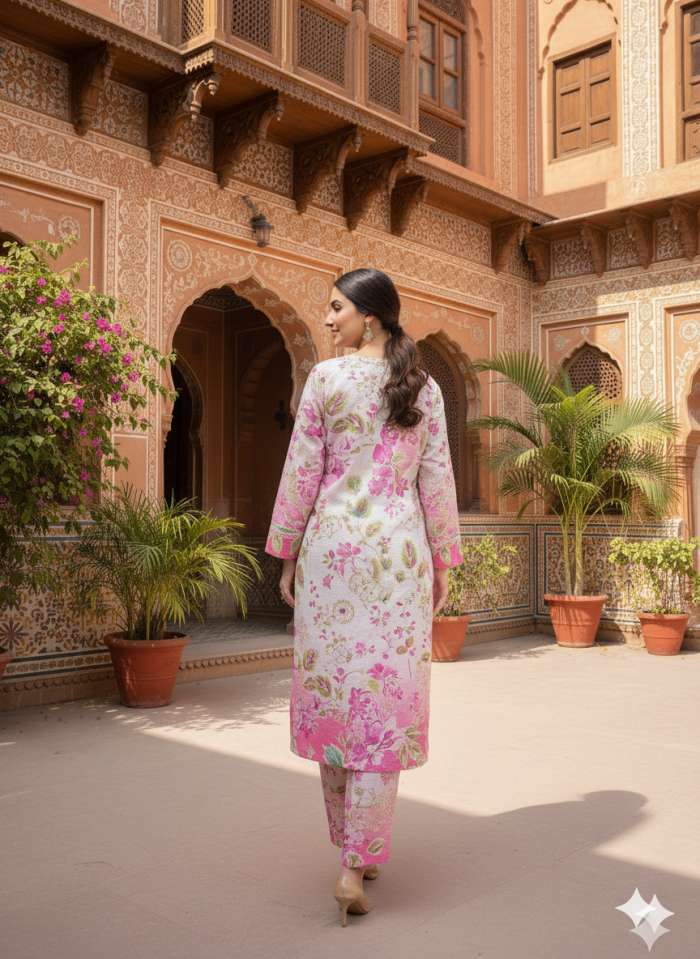Floral Printed Khaddar 2-Piece Dress - Image 4