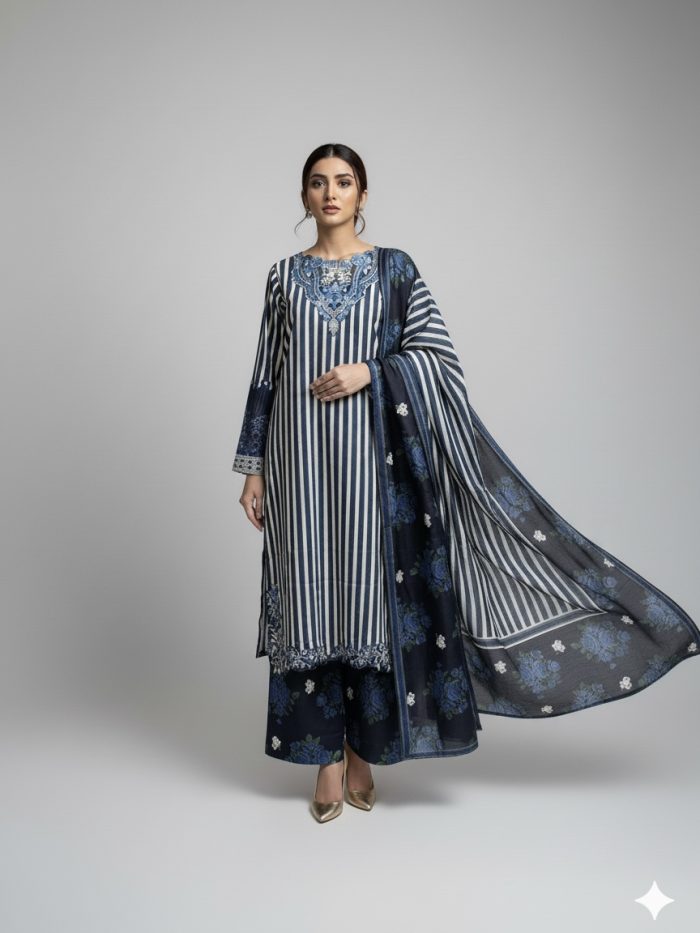 Lavish 3-Piece Khaddar Dress