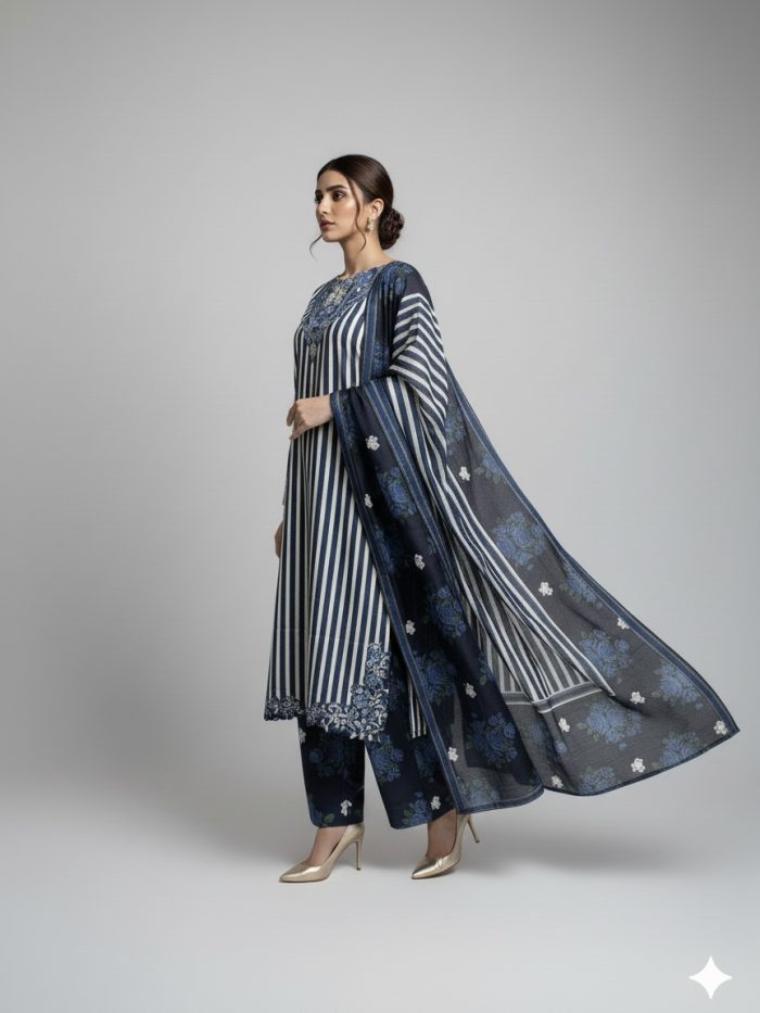 Lavish 3-Piece Khaddar Dress - Image 2