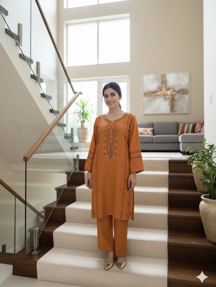 Elegent Rust 2-Piece Dress