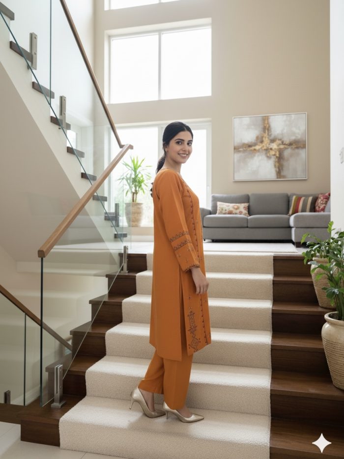 Elegent Rust 2-Piece Dress - Image 3