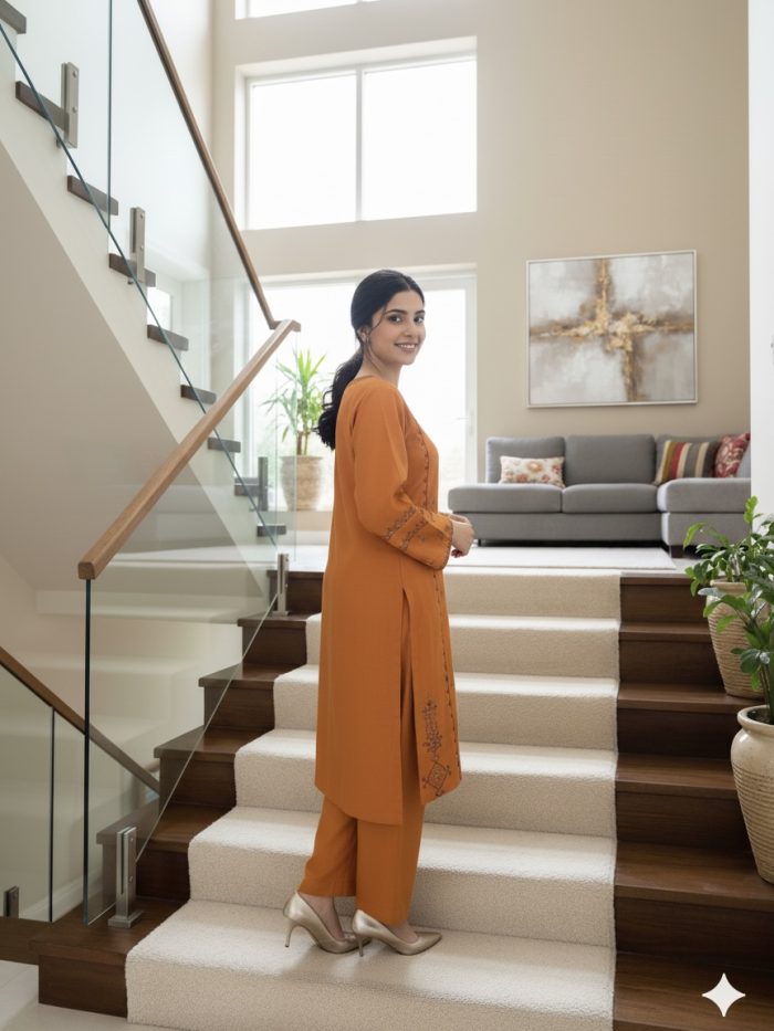 Elegent Rust 2-Piece Dress - Image 2