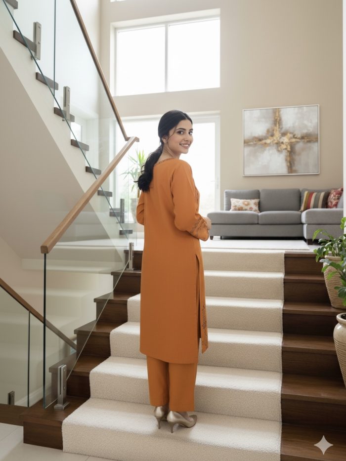 Elegent Rust 2-Piece Dress - Image 4