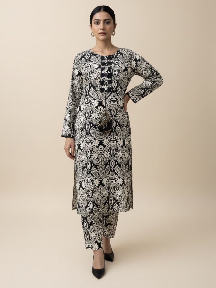 Floral Printed Khaddar 2-Piece Dress