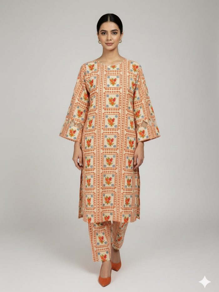 Elegent Printed Khaddar 2-Piece Dress