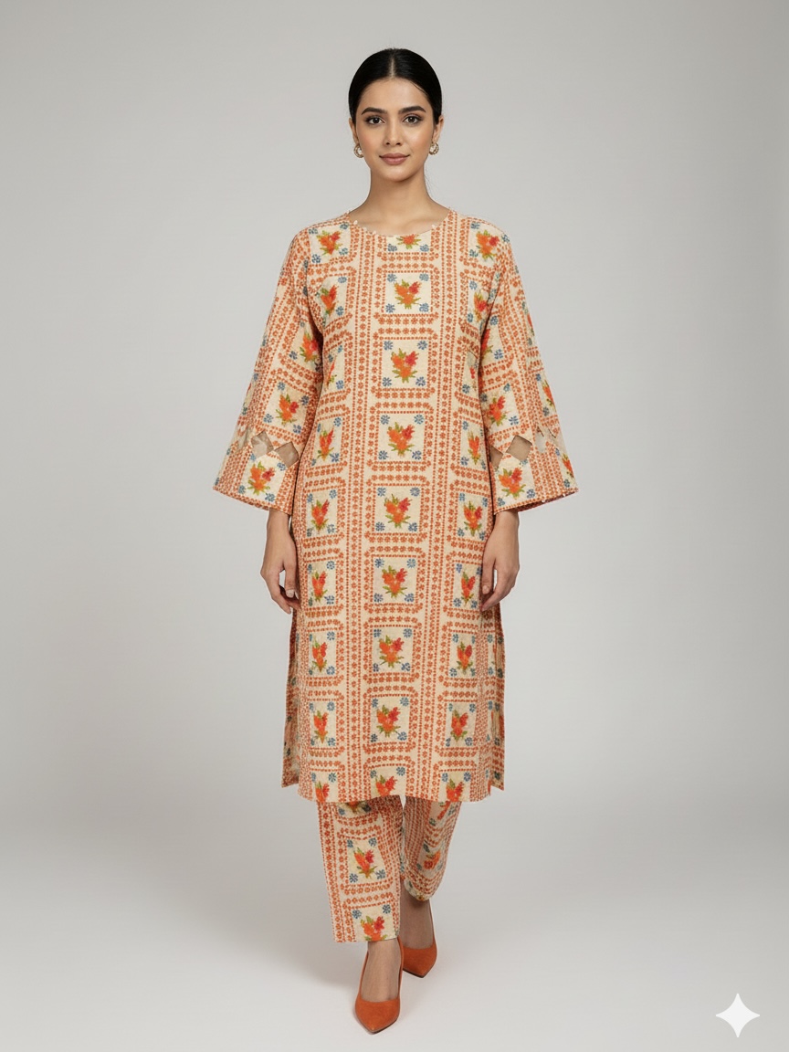 Elegent Printed Khaddar 2-Piece Dress
