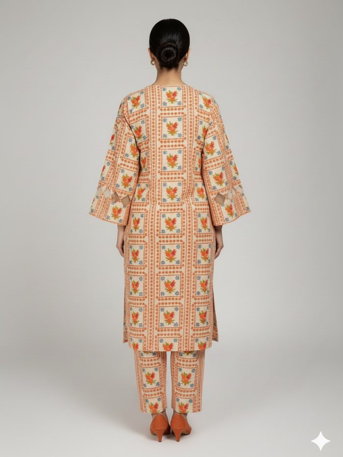 Elegent Printed Khaddar 2-Piece Dress - Image 4